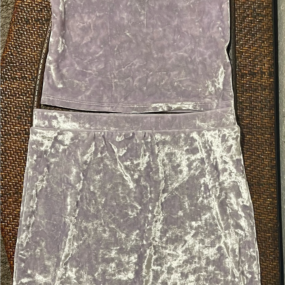 Mini Skirt Set - Forever 21 Cropped Cami Tank Top & Mini Skirt Set Lavender Sz S - Picture 12 of 16